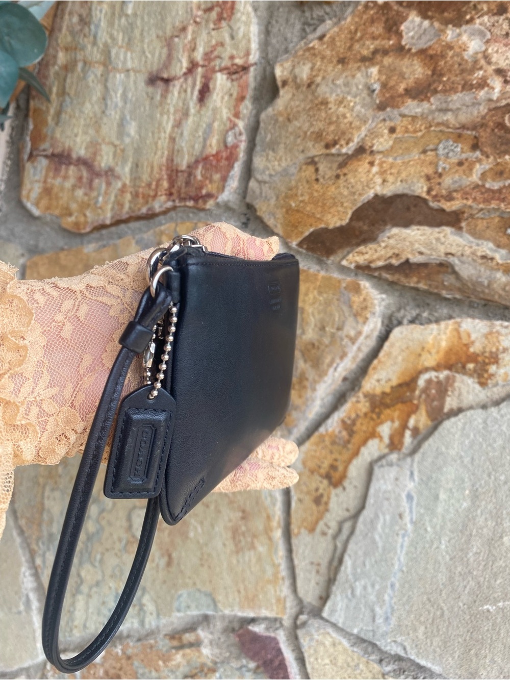 Coach Black Leather Wristlet with Detachable Strap - Picture 11 of 12